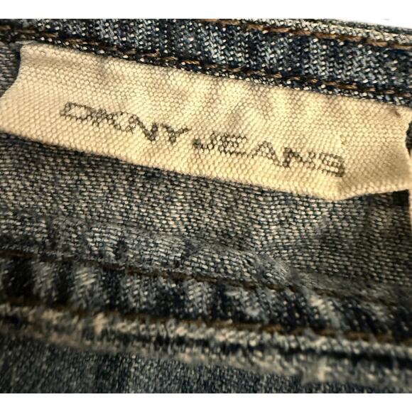 Vintage Y2K DKNY Jeans Denim A Line Patchwork Flowy Skirt L (10?) Retro Flare - Picture 3 of 12